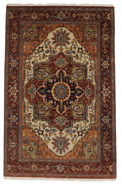 Canvello Hand Made Traditional Medallion Indo Serapi Rug - 5'10'' X 9'0'' - Canvello