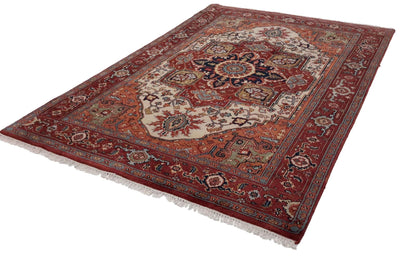 Canvello Hand Made Traditional Medallion Indo Serapi Rug - 5'10'' X 9'0'' - Canvello