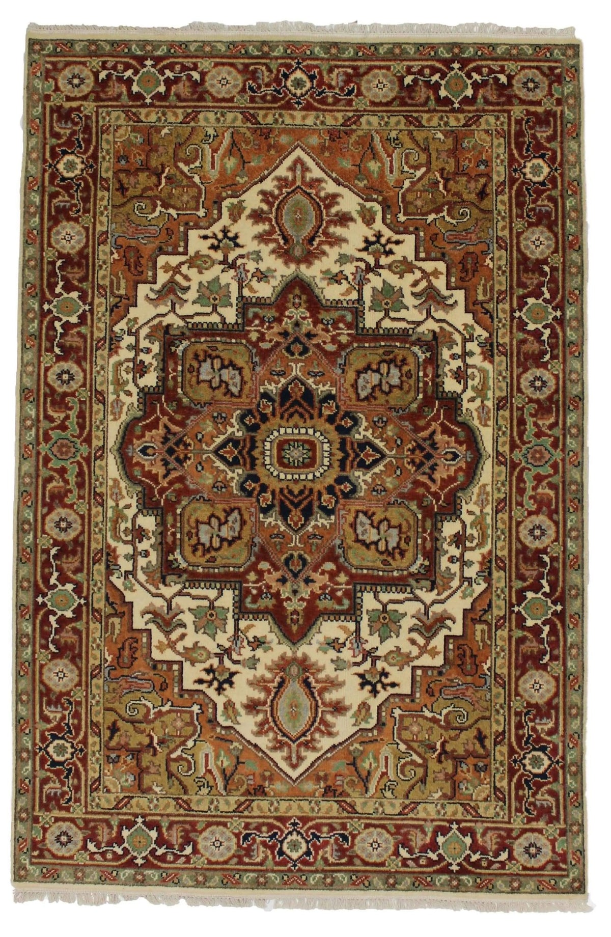Canvello Hand Made Traditional Medallion Indo Serapi Rug - 5'11'' X 8'11''