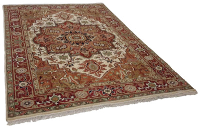 Canvello Hand Made Traditional Medallion Indo Serapi Rug - 5'11'' X 8'11'' - Canvello