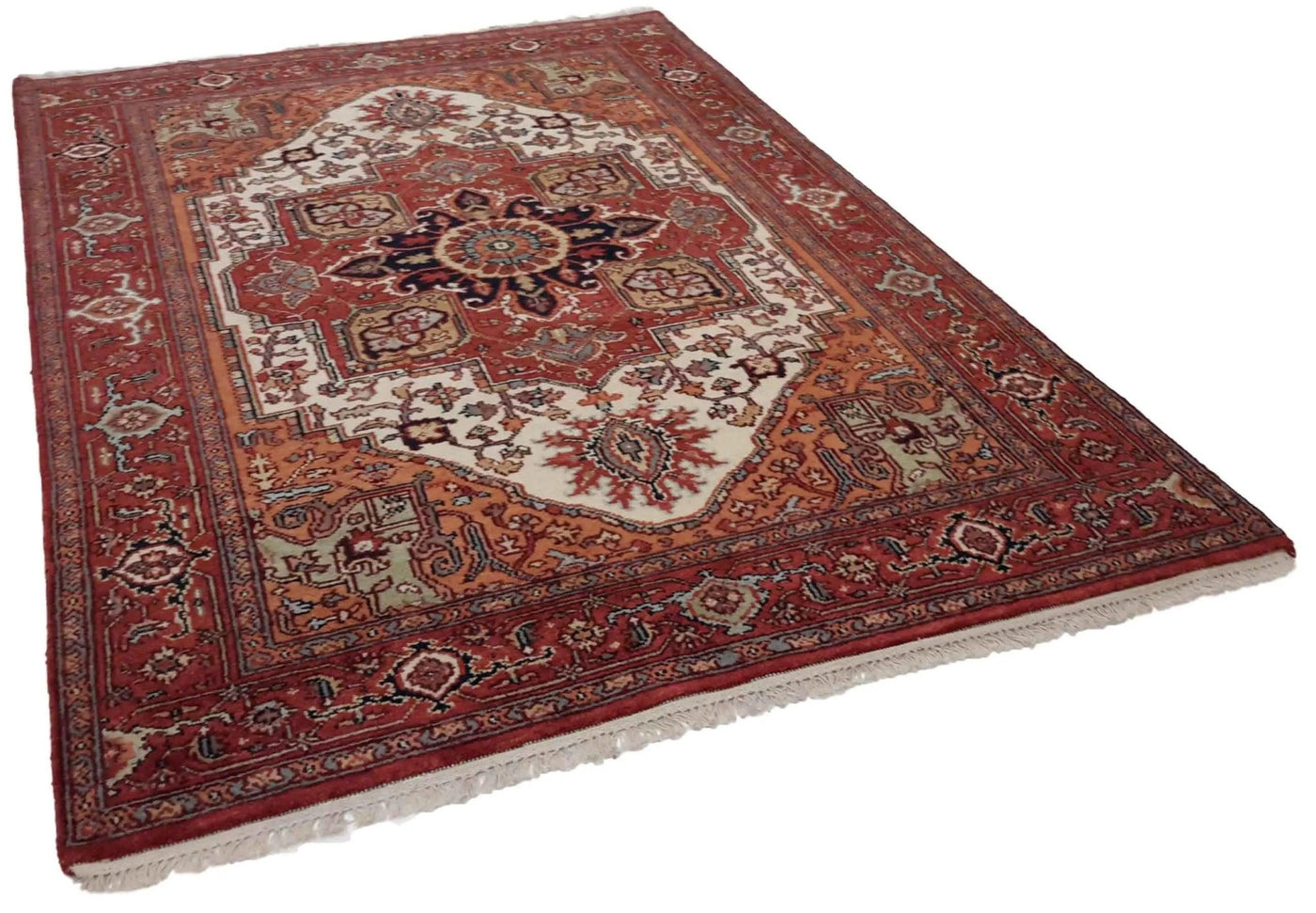 Canvello Hand Made traditional Medallion Indo Serapi Rug - 5'9'' X 8'10'' - Canvello