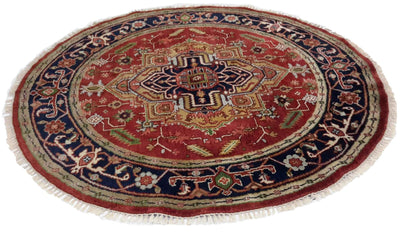 Canvello Hand Made Traditional Medallion Indo Serapi Rug - 6'0'' X 6'0'' - Canvello