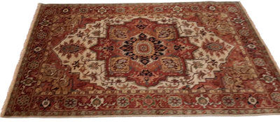 Canvello Hand Made Traditional Medallion Indo Serapi Rug - 6'0'' X 8'11'' - Canvello