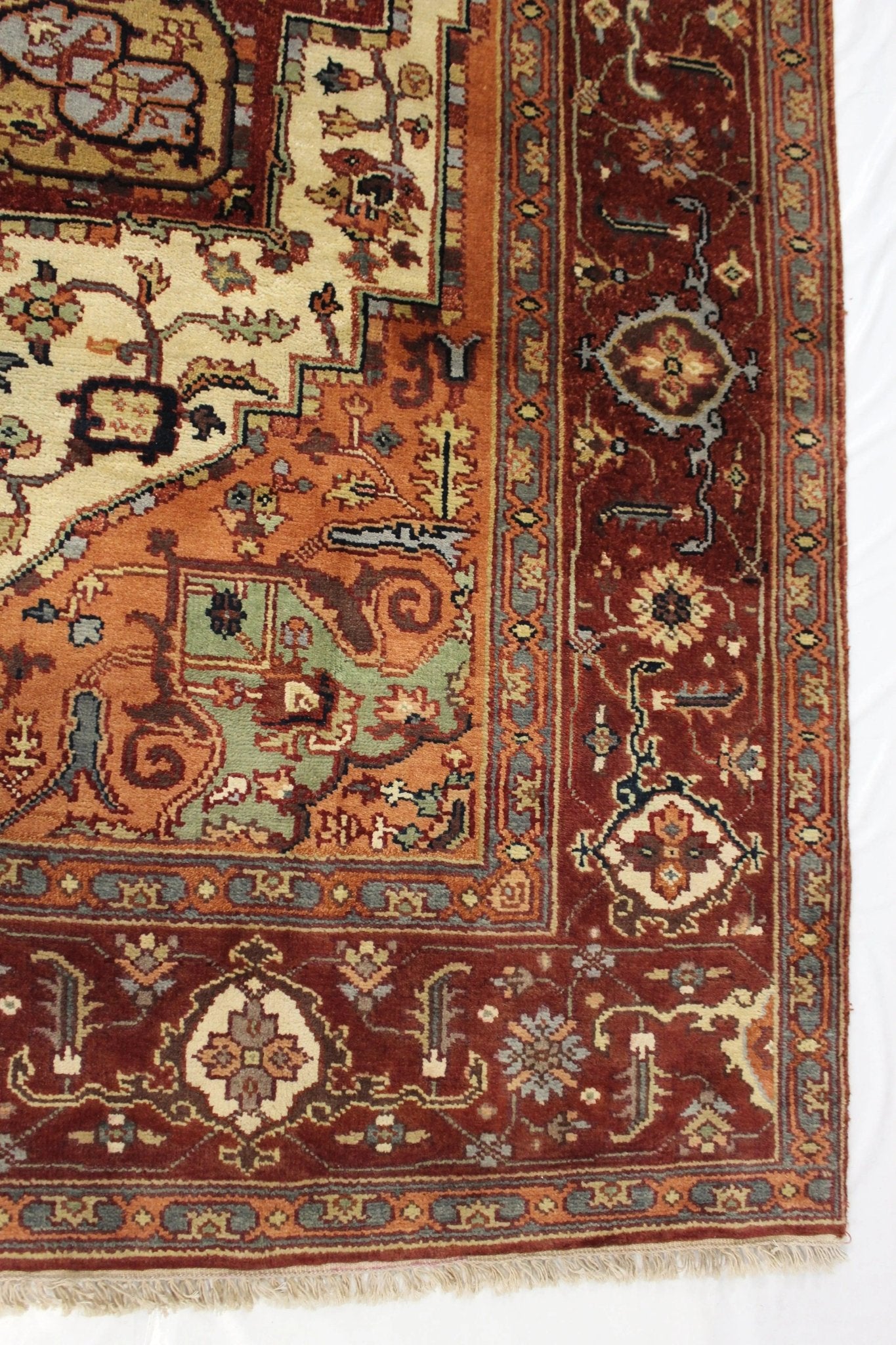 Canvello Hand Made Traditional Medallion Indo Serapi Rug - 7'10'' X 9'11'' - Canvello