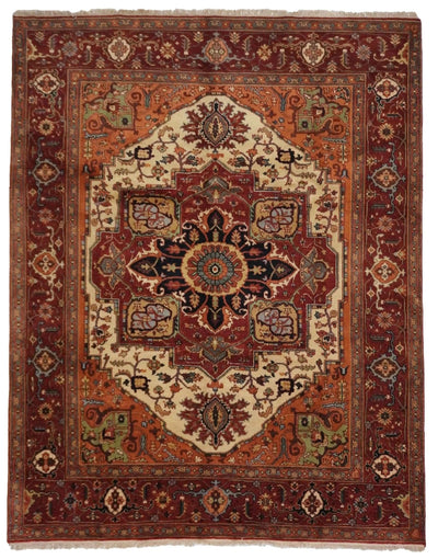 Canvello Hand Made Traditional Medallion Indo Serapi Rug - 7'10'' X 9'11'' - Canvello