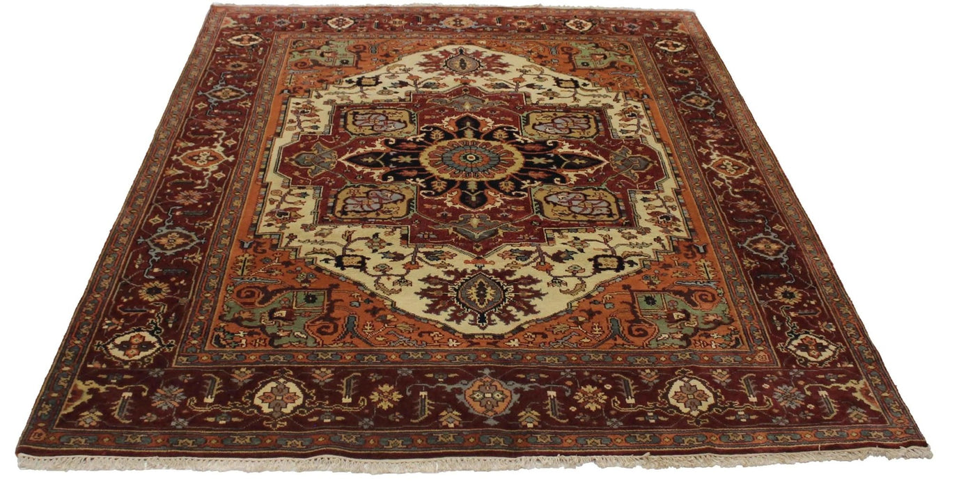 Canvello Hand Made Traditional Medallion Indo Serapi Rug - 7'10'' X 9'11'' - Canvello