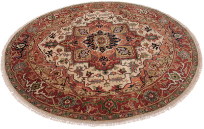 Canvello Hand Made Traditional Medallion Indo Serapi Rug - 7'11'' X 7'11'' - Canvello