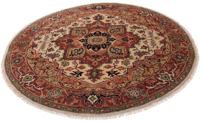 Canvello Hand Made Traditional Medallion Indo Serapi Rug - 7'11'' X 7'11'' - Canvello