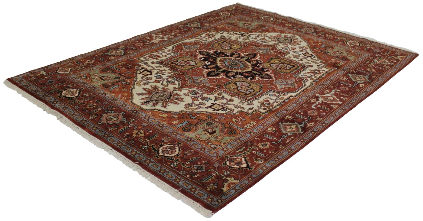 Canvello Hand Made Traditional Medallion Indo Serapi Rug - 7'6'' X 9'11'' - Canvello