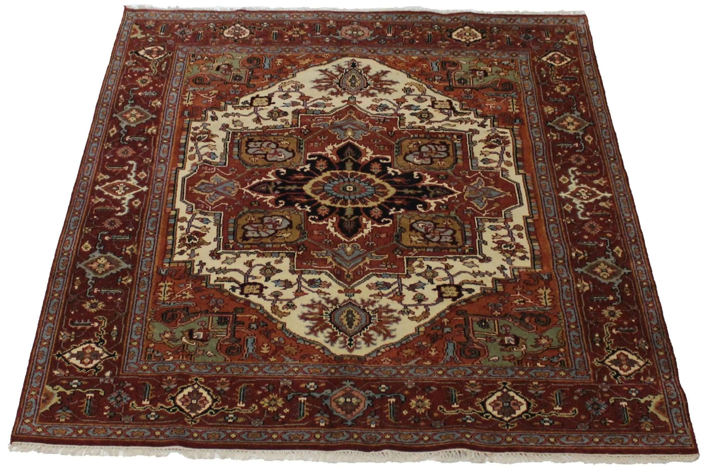 Canvello Hand Made Traditional Medallion Indo Serapi Rug - 7'6'' X 9'11'' - Canvello