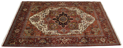 Canvello Hand Made Traditional Medallion Indo Serapi Rug - 7'6'' X 9'11'' - Canvello