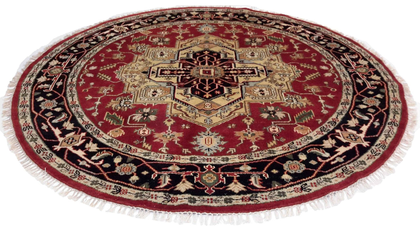 Canvello Hand Made Traditional Medallion Indo Serapi Rug - 8'0'' X 8'0'' - Canvello