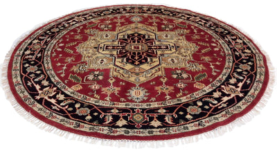 Canvello Hand Made Traditional Medallion Indo Serapi Rug - 8'0'' X 8'0'' - Canvello