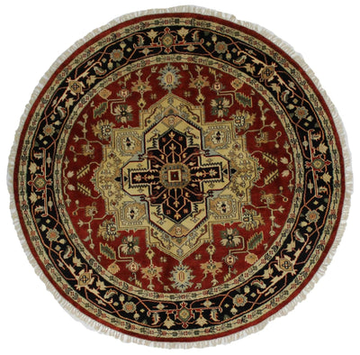 Canvello Hand Made Traditional Medallion Indo Serapi Rug - 8'0'' X 8'0'' - Canvello