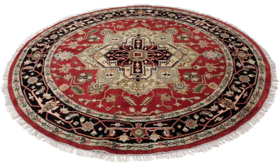 Canvello Hand Made Traditional Medallion Indo Serapi Rug - 8'0'' X 8'0'' - Canvello