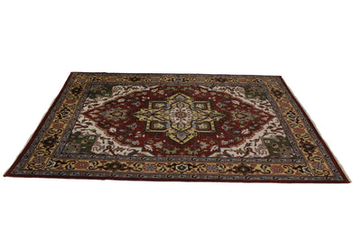 Canvello Hand Made Traditional Medallion Indo Serapi Rug - 8'10'' X 11'11'' - Canvello