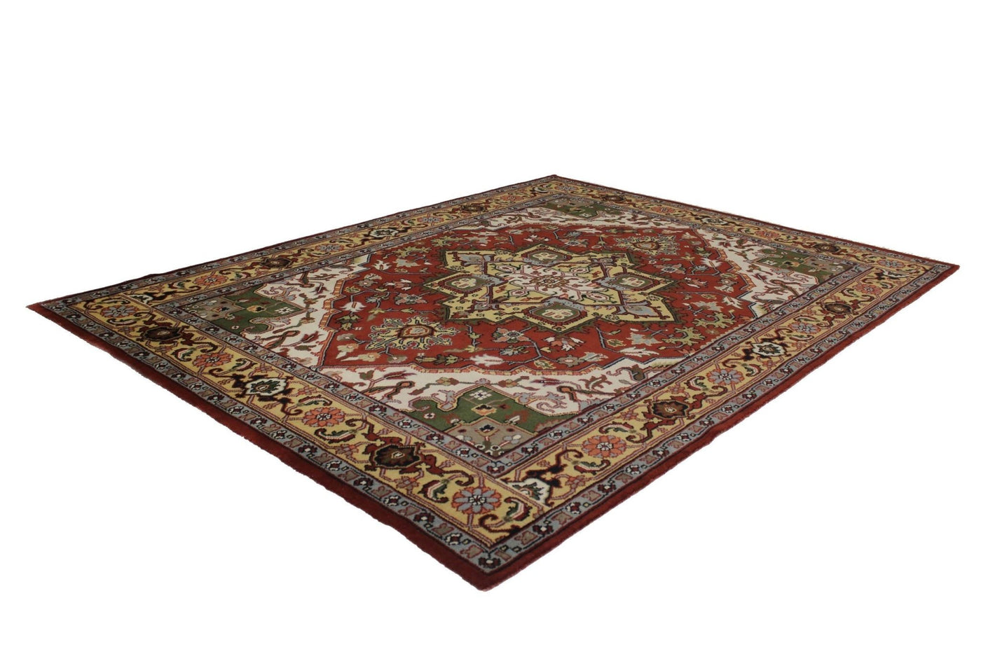 Canvello Hand Made Traditional Medallion Indo Serapi Rug - 8'10'' X 11'11'' - Canvello