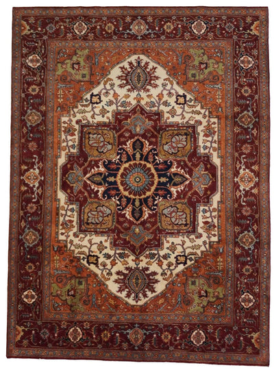 Canvello Hand Made Traditional Medallion Indo Serapi Rug - 8'10'' X 12'1'' - Canvello