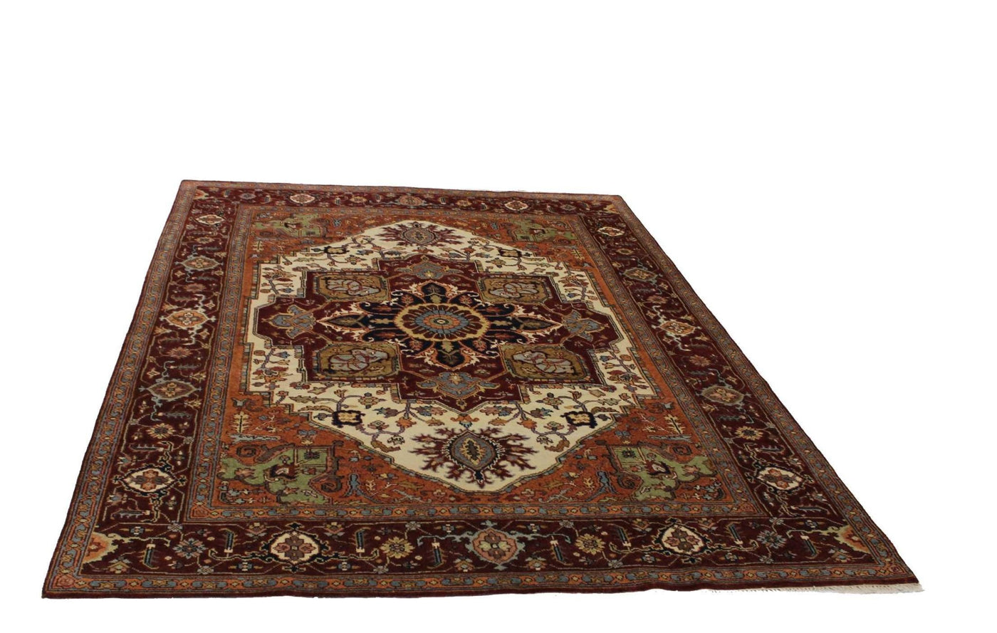 Canvello Hand Made Traditional Medallion Indo Serapi Rug - 8'10'' X 12'1'' - Canvello