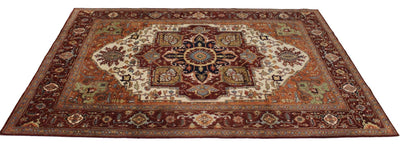 Canvello Hand Made Traditional Medallion Indo Serapi Rug - 8'10'' X 12'1'' - Canvello