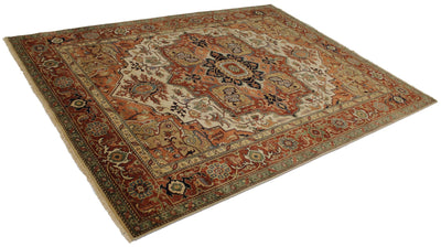 Canvello Hand Made Traditional Medallion Indo Serapi Rug - 8'11'' X 11'10'' - Canvello