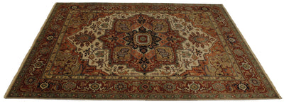 Canvello Hand Made Traditional Medallion Indo Serapi Rug - 8'11'' X 11'10'' - Canvello