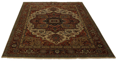 Canvello Hand Made Traditional Medallion Indo Serapi Rug - 8'11'' X 11'10'' - Canvello