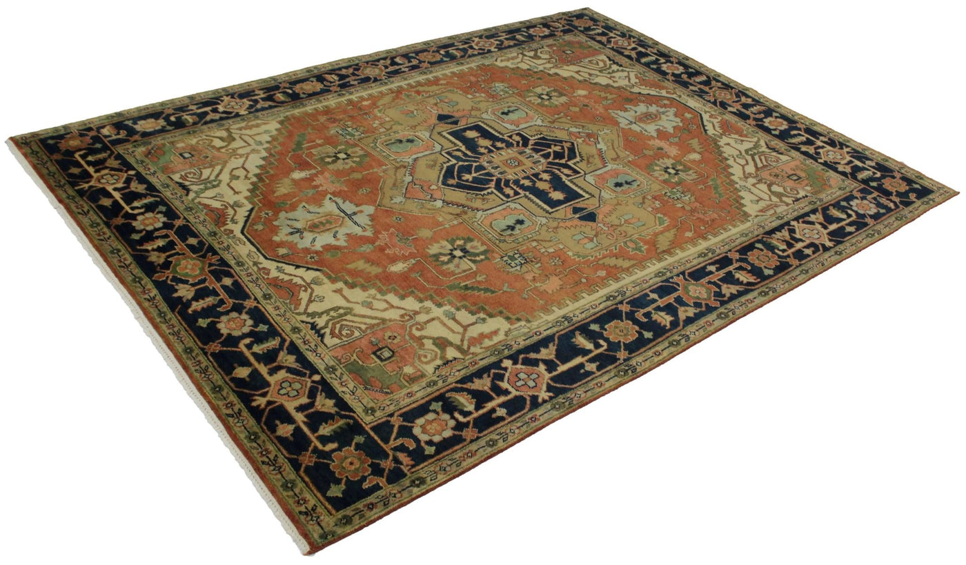 Canvello Hand Made Traditional Medallion Indo Serapi Rug - 8'9'' X 11'9'' - Canvello