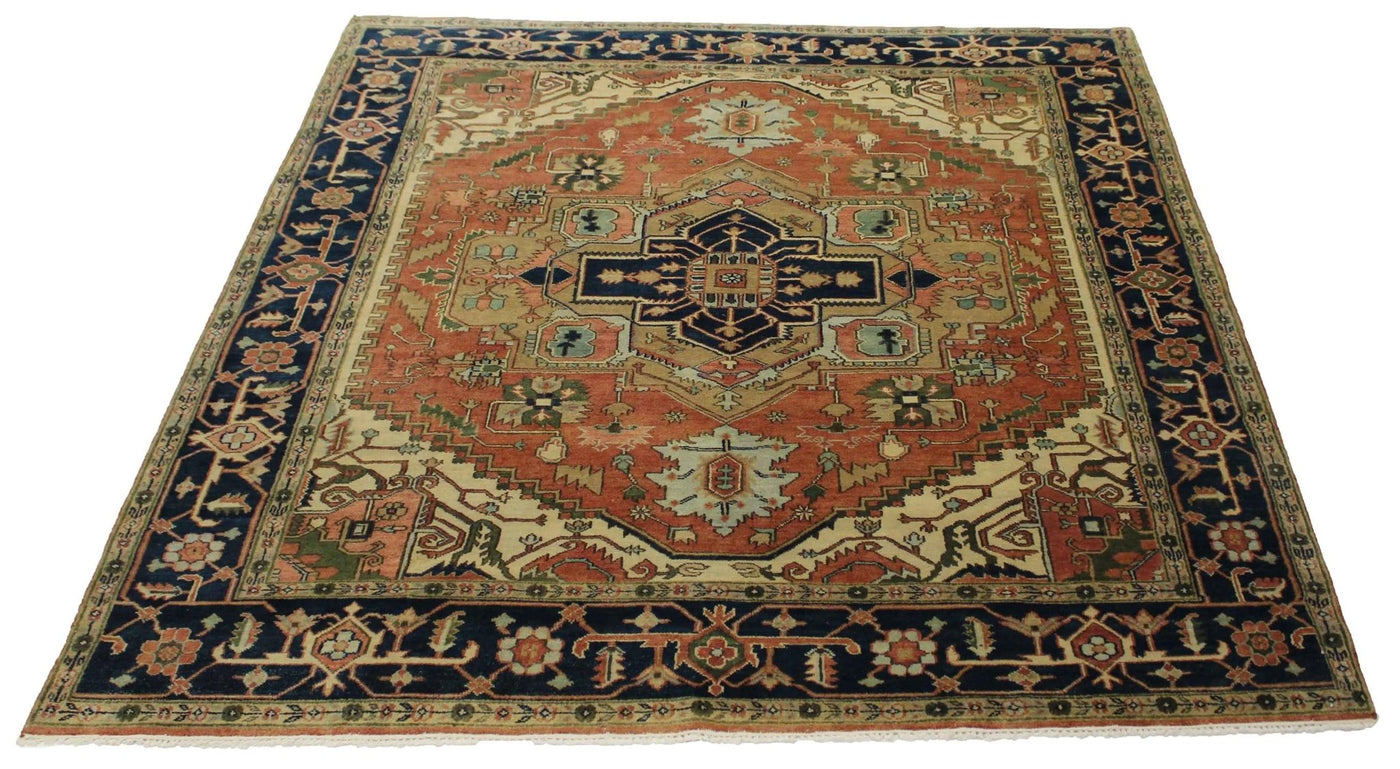 Canvello Hand Made Traditional Medallion Indo Serapi Rug - 8'9'' X 11'9'' - Canvello