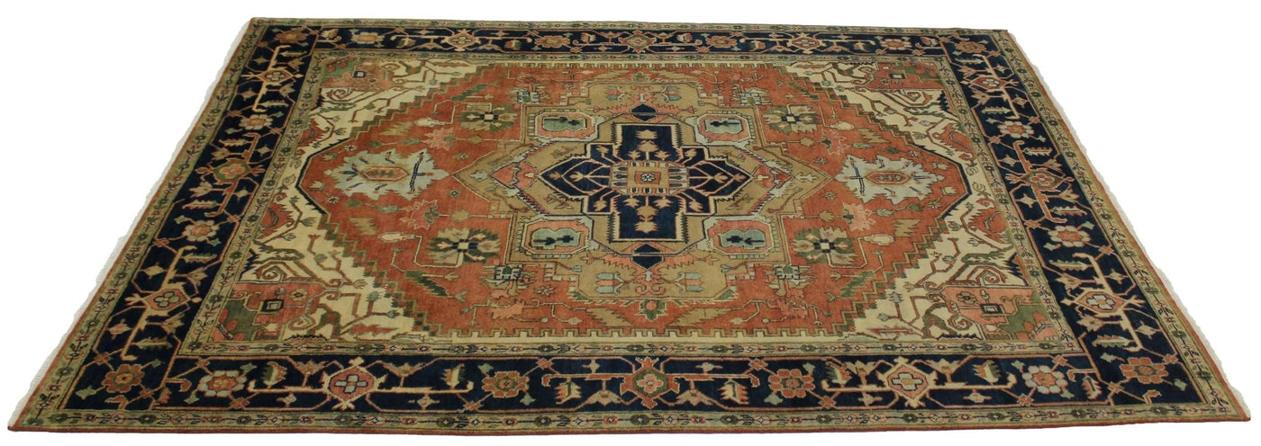 Canvello Hand Made Traditional Medallion Indo Serapi Rug - 8'9'' X 11'9'' - Canvello