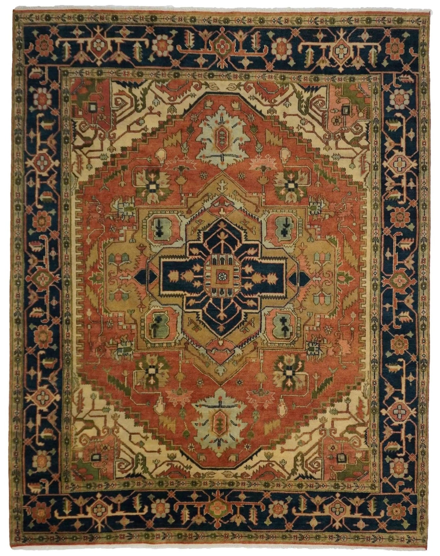 Canvello Hand Made Traditional Medallion Indo Serapi Rug - 8'9'' X 11'9'' - Canvello