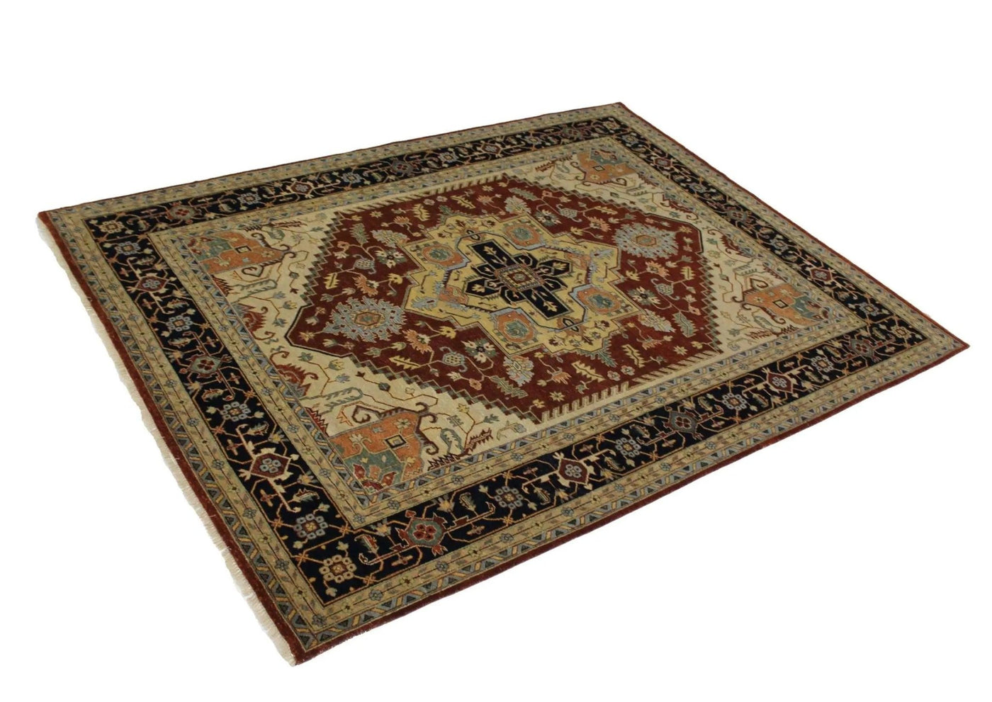 Canvello Hand Made Traditional Medallion Indo Serapi Rug - 9'0'' X 12'0'' - Canvello