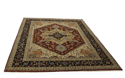 Canvello Hand Made Traditional Medallion Indo Serapi Rug - 9'0'' X 12'0'' - Canvello