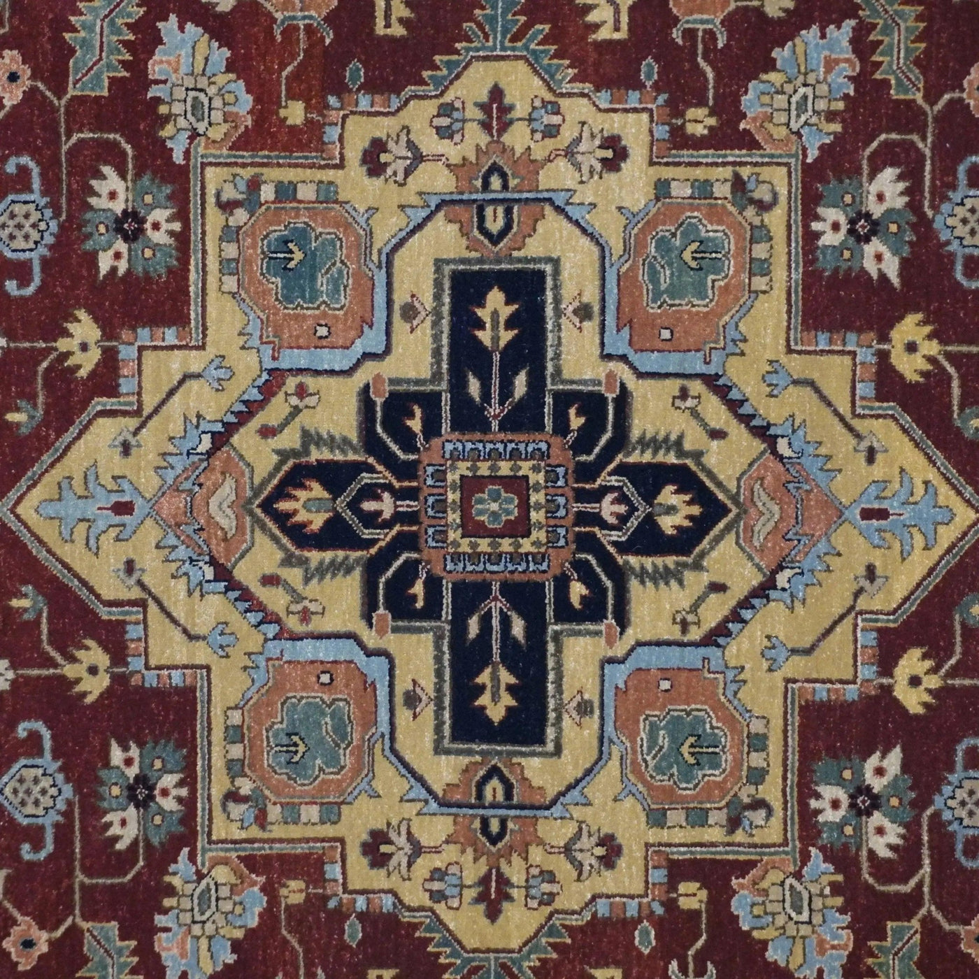 Canvello Hand Made Traditional Medallion Indo Serapi Rug - 9'0'' X 12'0'' - Canvello