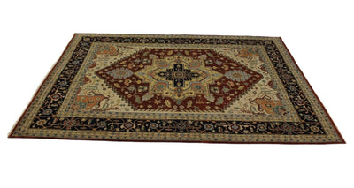 Canvello Hand Made Traditional Medallion Indo Serapi Rug - 9'0'' X 12'0'' - Canvello