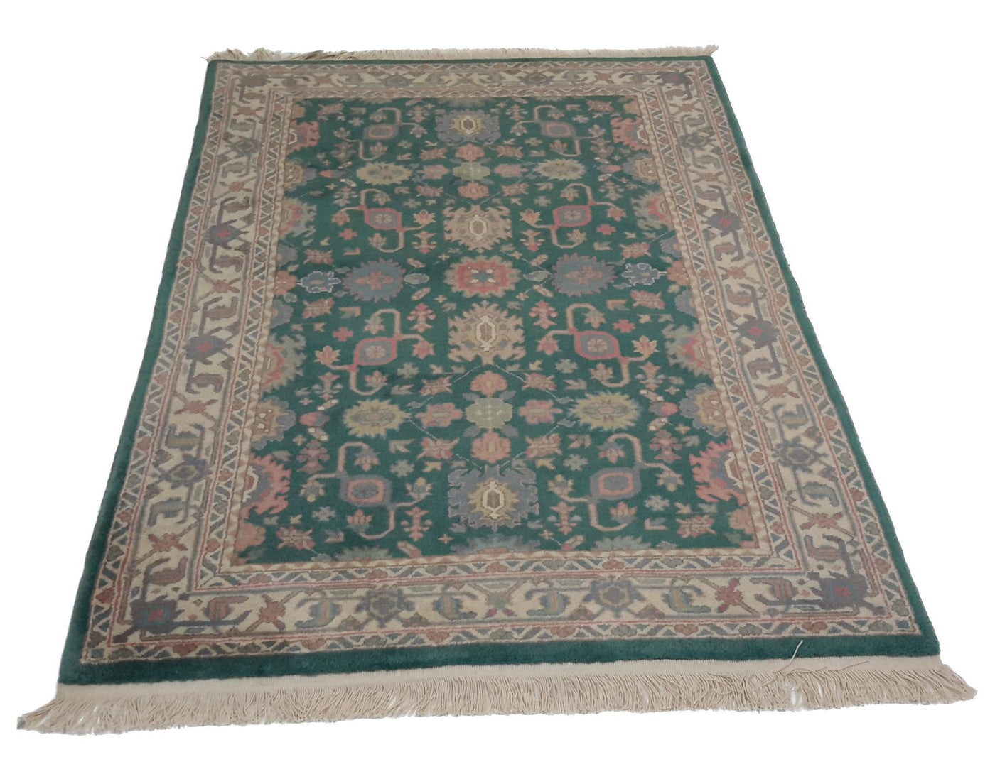 Canvello Hand Made Traditional Medallion Indo Tabriz Design Rug - 3'6'' X 5'5'' - Canvello