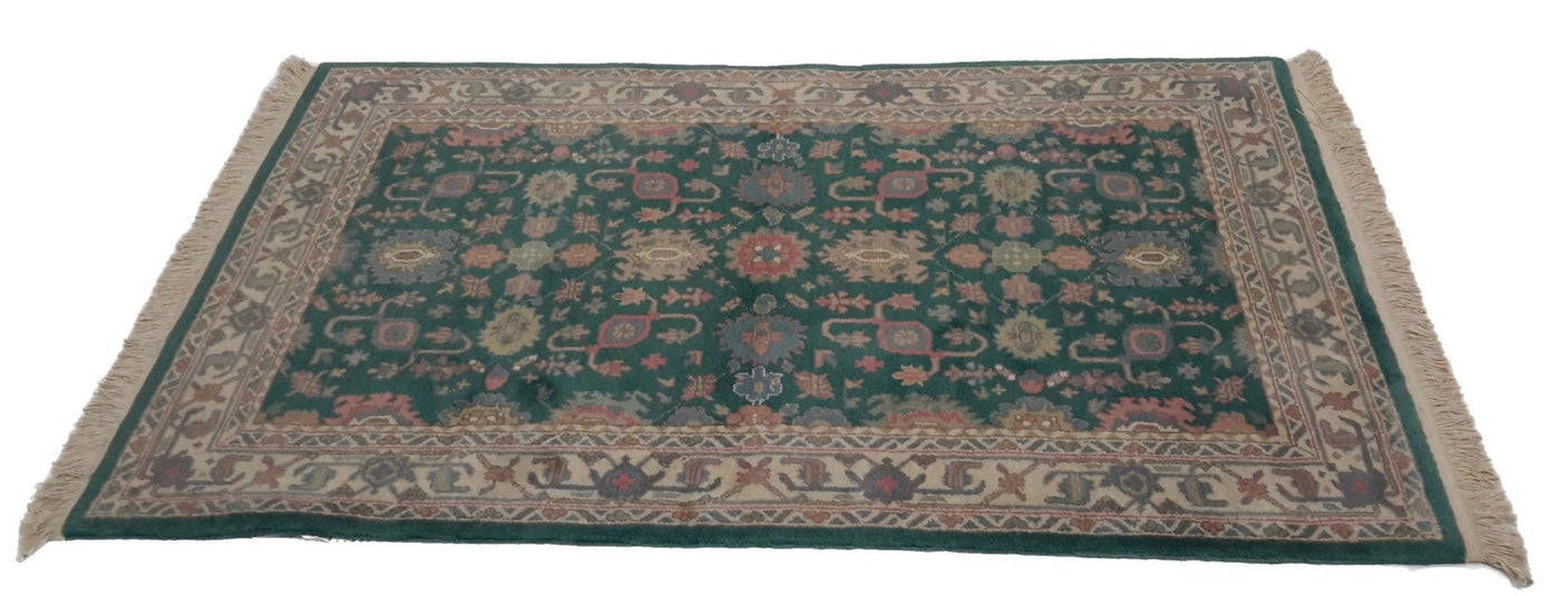 Canvello Hand Made Traditional Medallion Indo Tabriz Design Rug - 3'6'' X 5'5'' - Canvello