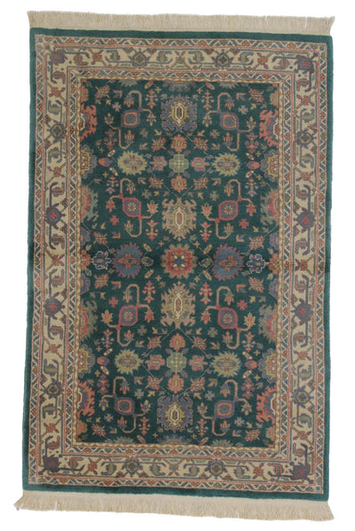 Canvello Hand Made Traditional Medallion Indo Tabriz Design Rug - 3'6'' X 5'5'' - Canvello