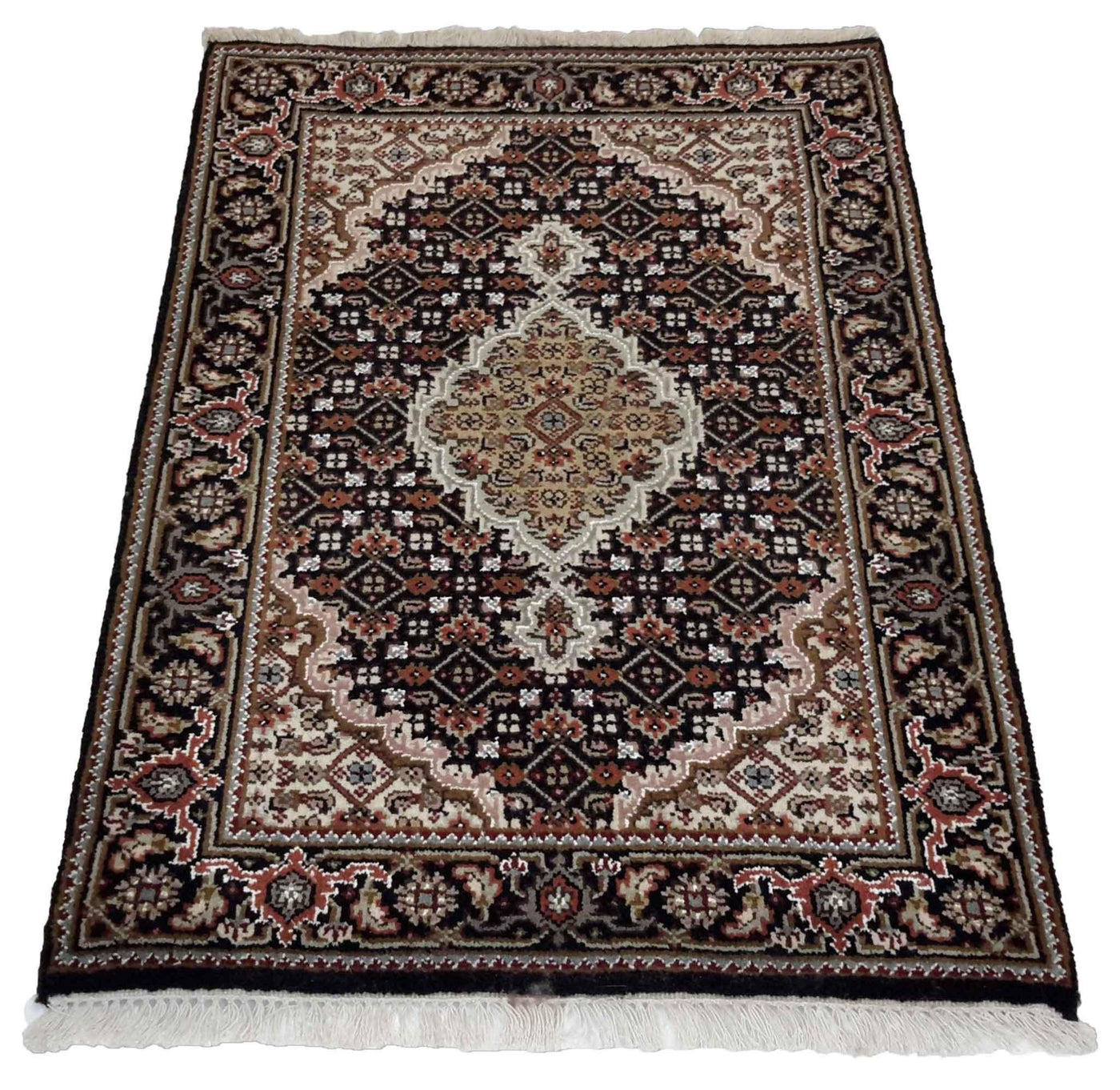 Canvello Hand Made Traditional Medallion Indo Tabriz Rug - 2'1'' X 3'0'' - Canvello