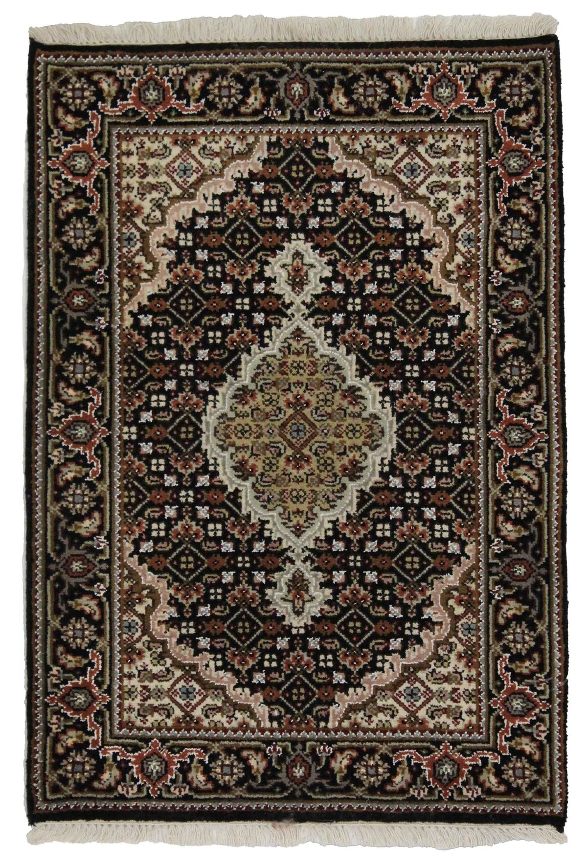 Canvello Hand Made Traditional Medallion Indo Tabriz Rug - 2'1'' X 3'0''