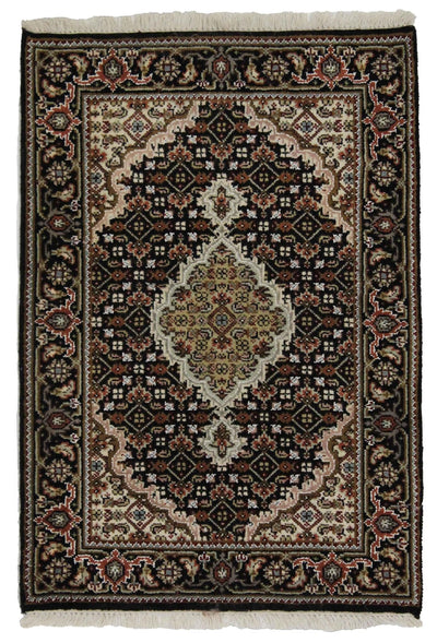 Canvello Hand Made Traditional Medallion Indo Tabriz Rug - 2'1'' X 3'0'' - Canvello