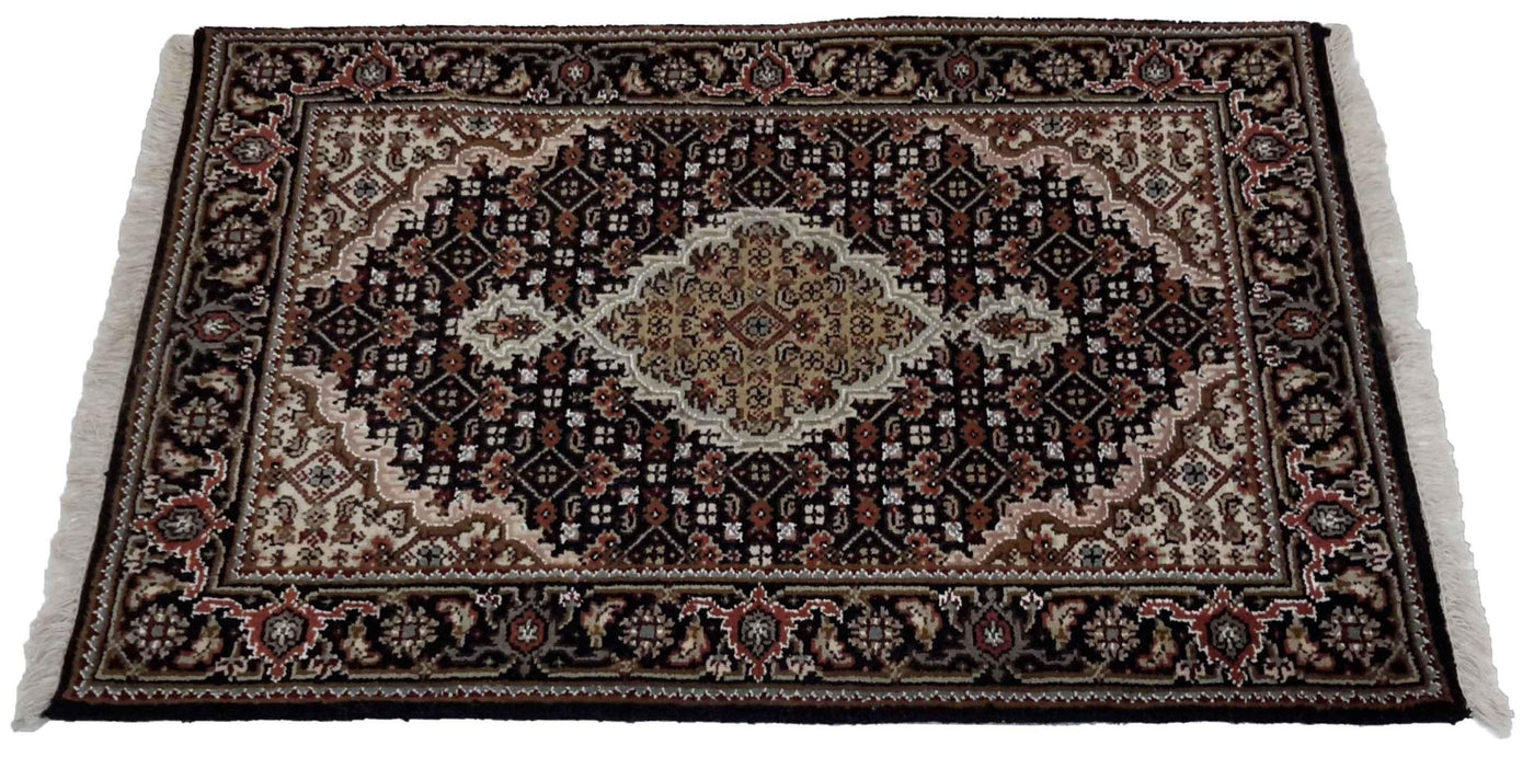 Canvello Hand Made Traditional Medallion Indo Tabriz Rug - 2'1'' X 3'0'' - Canvello