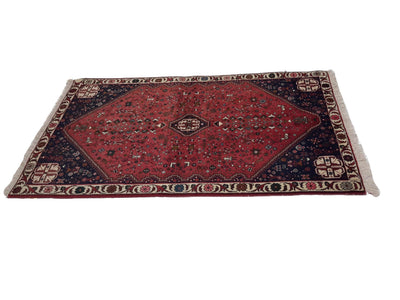 Canvello Hand Made Traditional Medallion Persian Abadeh Rug - 3'7'' X 5'4''