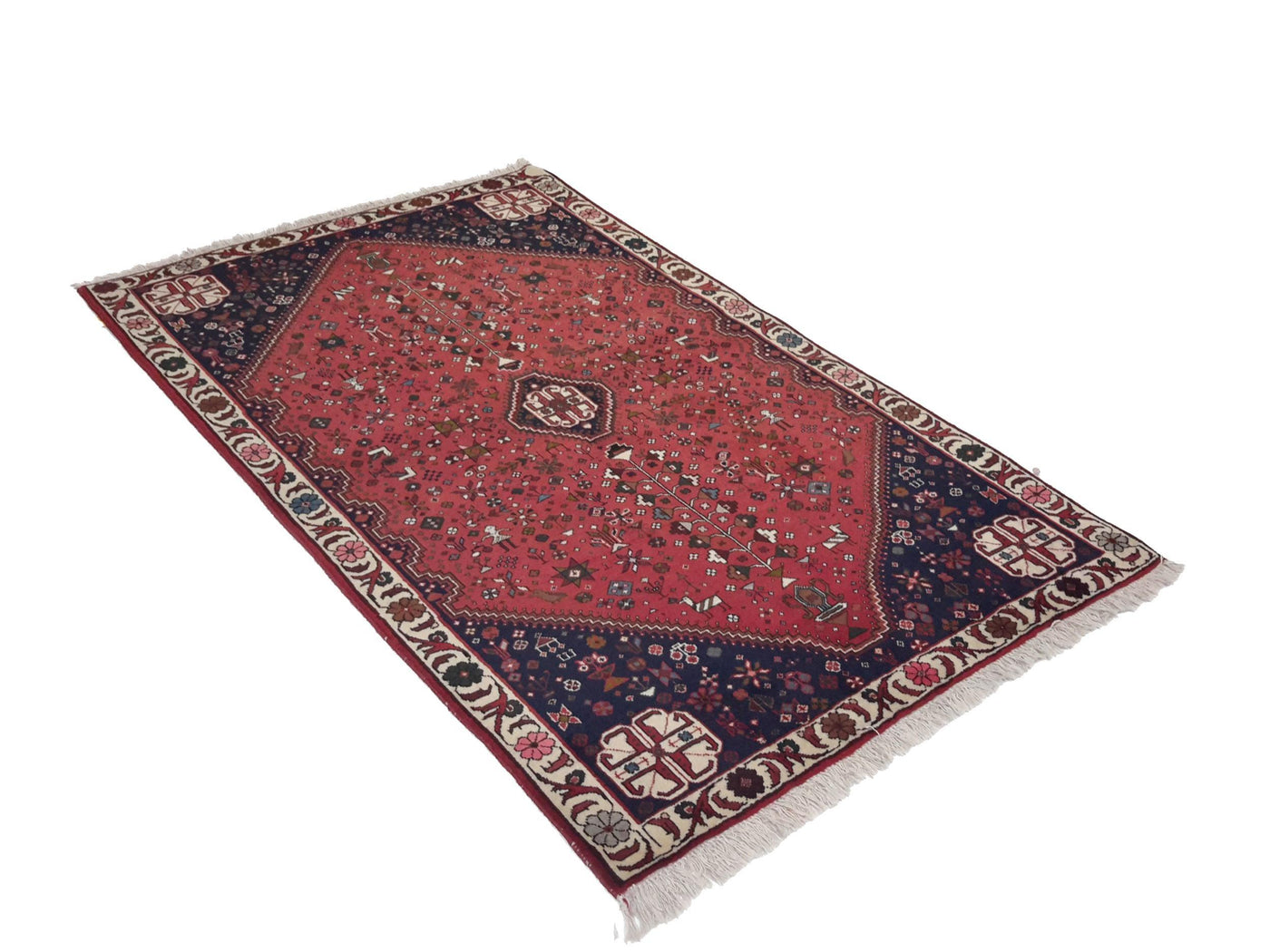 Canvello Hand Made Traditional Medallion Persian Abadeh Rug - 3'7'' X 5'4''