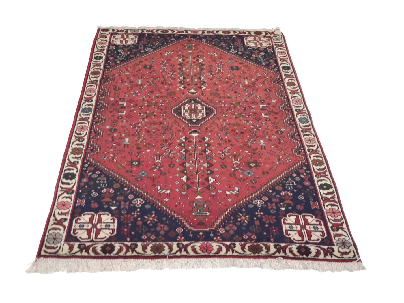 Canvello Hand Made Traditional Medallion Silkroad Abadeh Rug - 3'7'' X 5'4'' - Canvello