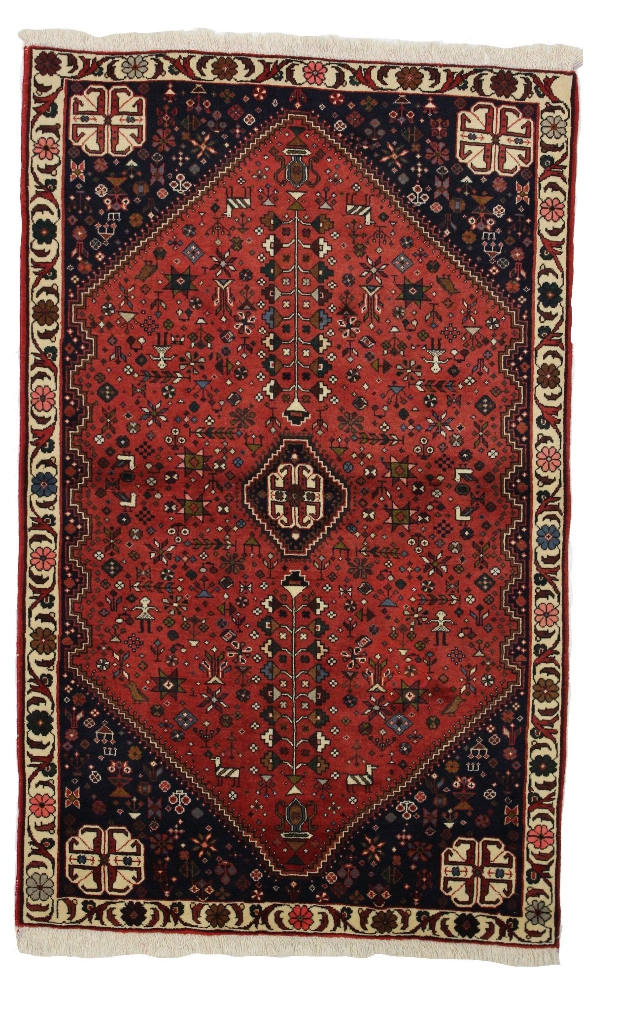 Canvello Hand Made Traditional Medallion Silkroad Abadeh Rug - 3'7'' X 5'4'' - Canvello