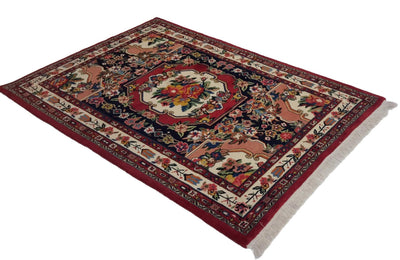 Canvello Hand Made Traditional Medallion Silkroad Bakhtiary Rug - 3'10'' X 5'7'' - Canvello