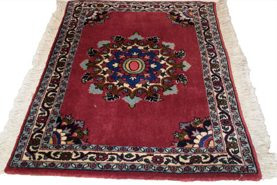 Canvello Hand Made Traditional Medallion Silkroad Bidjar Rug - 1'8'' X 2'2'' - Canvello