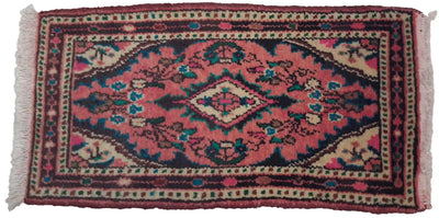 Canvello Hand Made Traditional Medallion Silkroad Hamadan Rug - 1'0'' X 2'2'' - Canvello