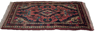 Canvello Hand Made Traditional Medallion Silkroad Hamadan Rug - 1'0'' X 2'2'' - Canvello